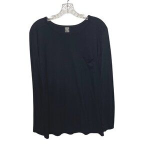 Peruvian Connection Black Top Women’s Size L Pullover Long Sleeve Jersey Stretch